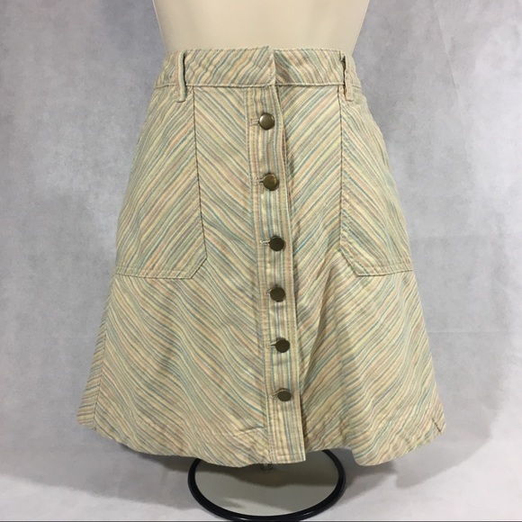 Pilcro and the Letterpress Striped Button Up Skirt - Picture 2 of 8